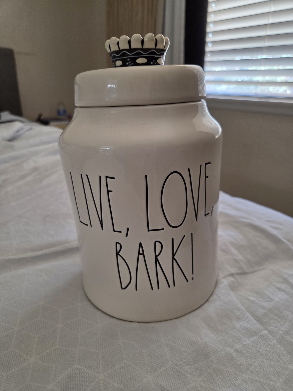 Rae Dunn Cream Dog Treat Jar Never Used